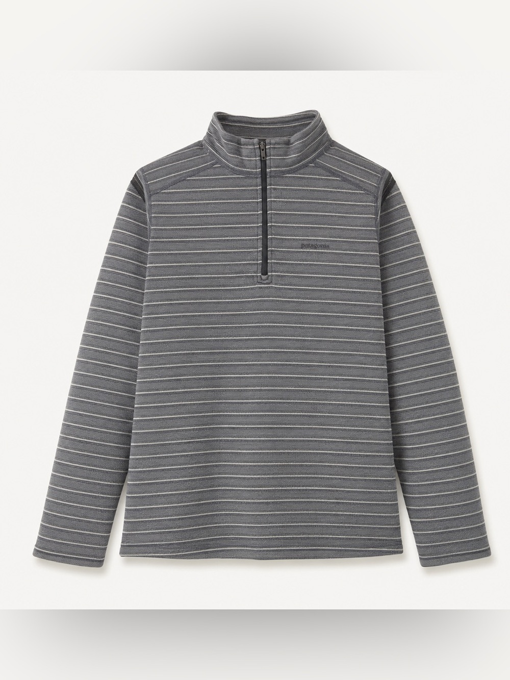 Patagonia Kids Capilene 3 Midweight Gray Stripe 1/4 Zip Baselayer XL 14